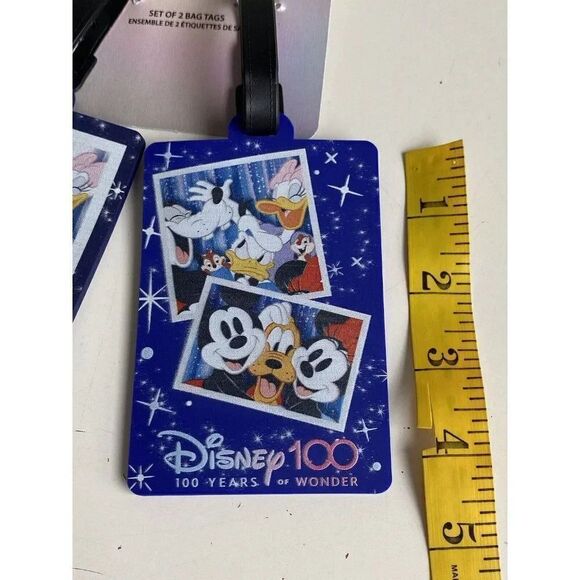 2 Pack DISNEY 100 Years Of Wonder Mickey And Friends LUGGAGE ID BAG TAGS NEW - Picture 8 of 9